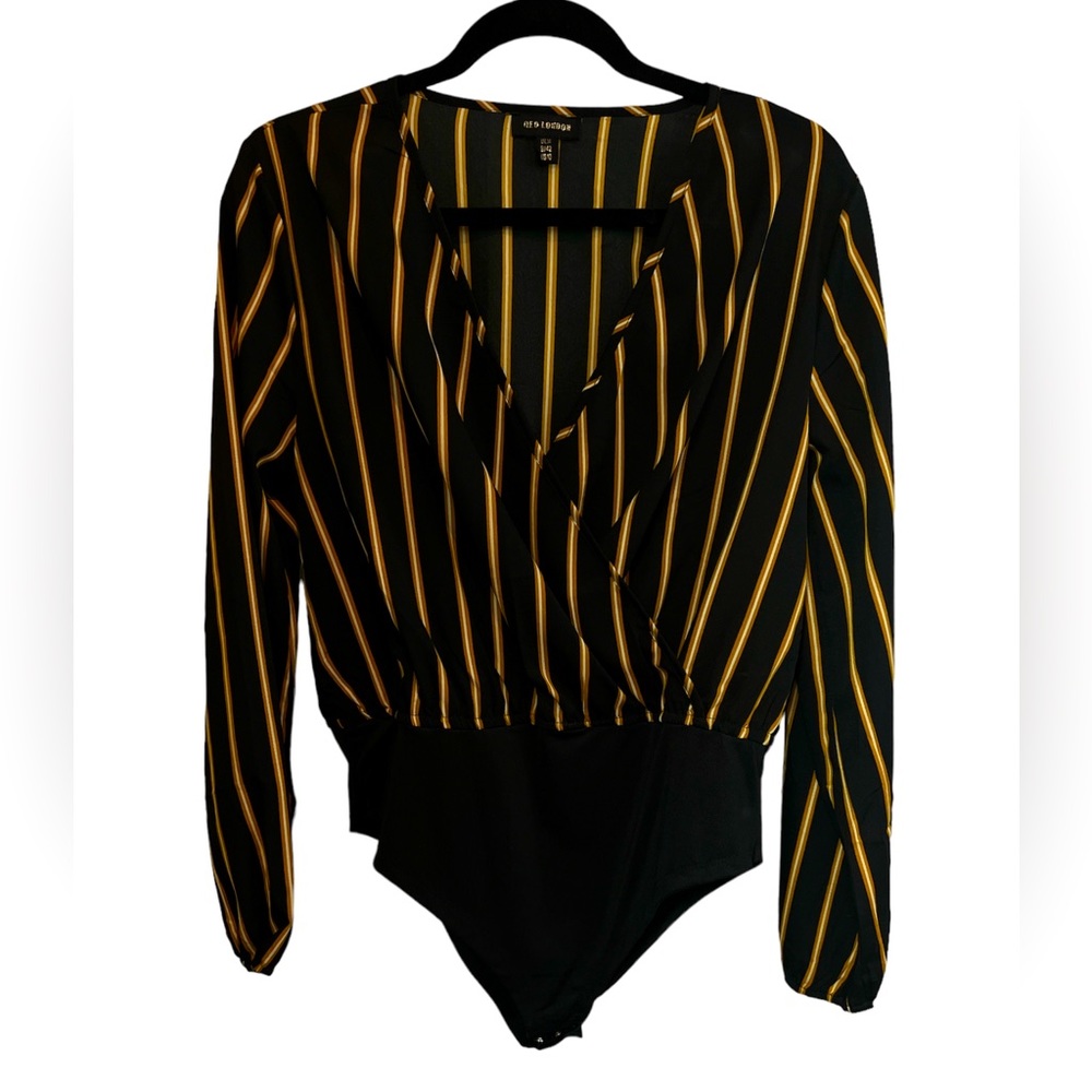 Business Casual Bodysuit Crossover Blouse
